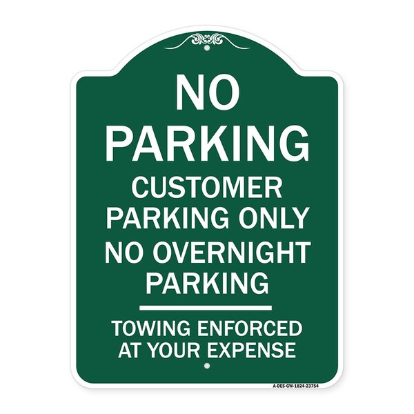 Signmission No Parking Customer Parking Only No Overnight Parking Towing Enforced at Your Expense, GW-1824-23754 A-DES-GW-1824-23754 - main
